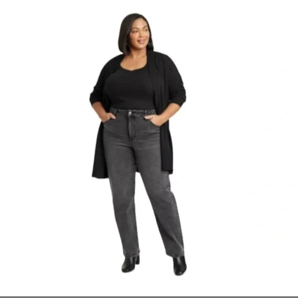 Plus Size 26 R by Ava & Viv 90s Straight High Rise Jeans comfy NWT with pockets